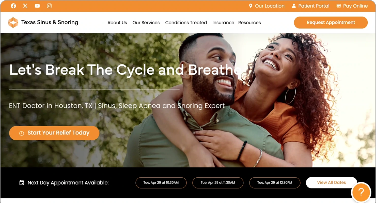 ENTs Digital Marketing Agency Texas Sinus & Snoring Banner